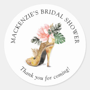 Adesivo Sapatilha de Salto Alto Dourada Floral Obrigada Ch