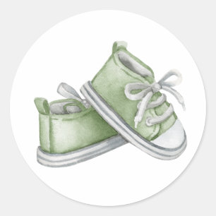 Adesivo Sapatinhos de Bebê em Aquarela Verde Chás de Bebê