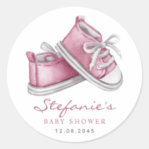 Adesivo Sapatinhos de Bebê Rosa Aquarela Chá de Bebê