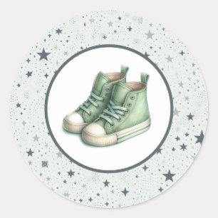 Adesivo Sapatos de Bebê Verde para Bebês - Chá de Bebê