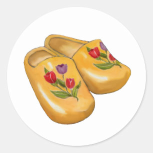 Adesivo Sapatos de Madeira Holandeses com Tulipas, Klompen
