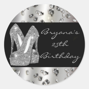 Adesivo Sapatos de salto alto com purpurina prateada adesi