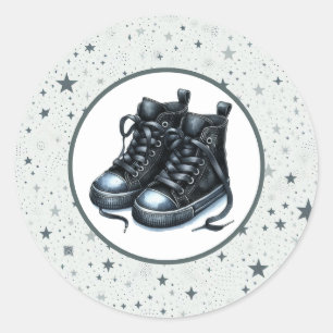 Adesivo Sapatos Pretos de Criança para Festa de Bebê