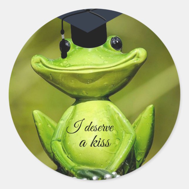Adesivo Sapo Adorável Fofo, Touca de Formatura (Frente)