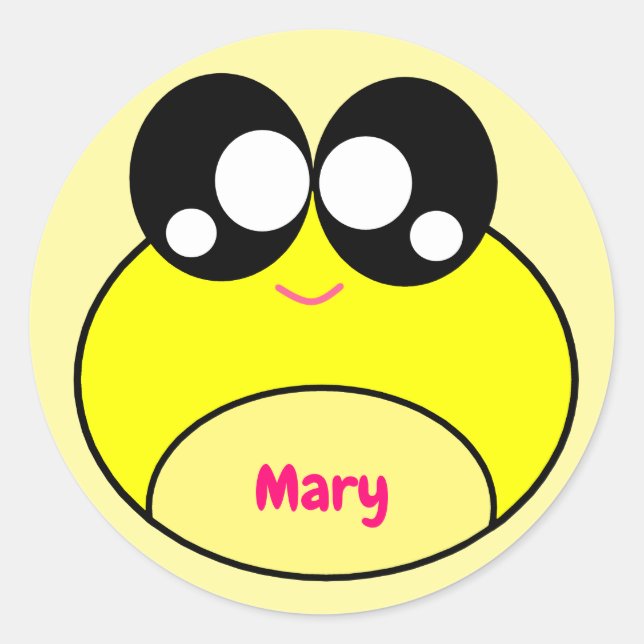 Adesivo Sapo Amarelo Kawaii Cute (Frente)