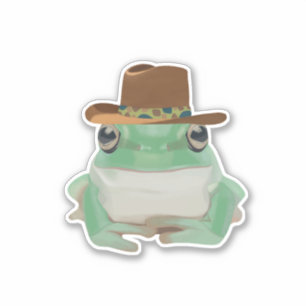 Adesivo Sapo Bonito Com Chapéu De Cowboy