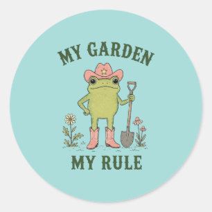 Adesivo Sapo Cowboy Jardineiro Meu Jardim Minha Regra