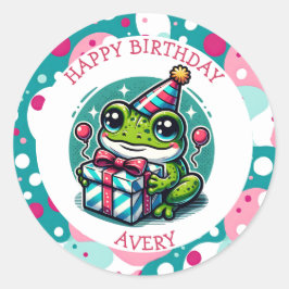 Adesivo Sapo de aniversário feliz personalizado pensado