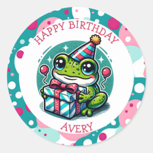Adesivo Sapo de aniversário feliz personalizado pensado