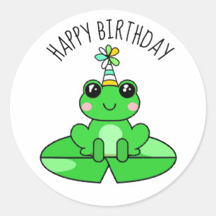 Adesivo Sapo de aniversário personalizado em um Lily Pad