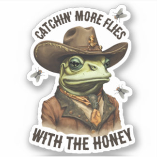 Adesivo Sapo de cowboy engraçado moscas ocidentais persona
