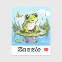 Sapo e borboletas bonitas no leito