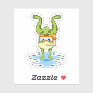 Adesivo Sapo em mergulho com Snorkel