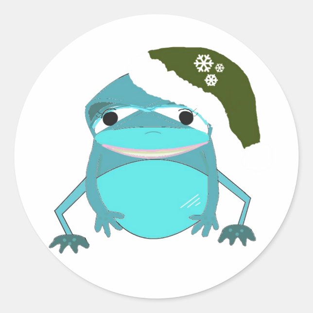 Adesivo Sapo Engraçado de Chapéu de Papai Noel (Frente)