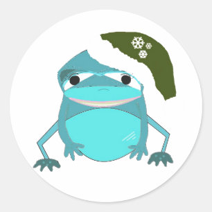 Adesivo Sapo Engraçado de Chapéu de Papai Noel