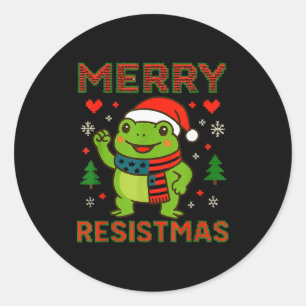Adesivo Sapo Engraçado Feliz Resistmas Natal Retro Polític