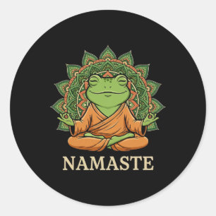 Adesivo Sapo Fofo Meditando Buda Namaste Mandala Zen Mi