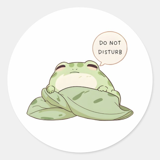 Adesivo Sapo Kawaii de Não Perturbe Dormindo Design (Frente)