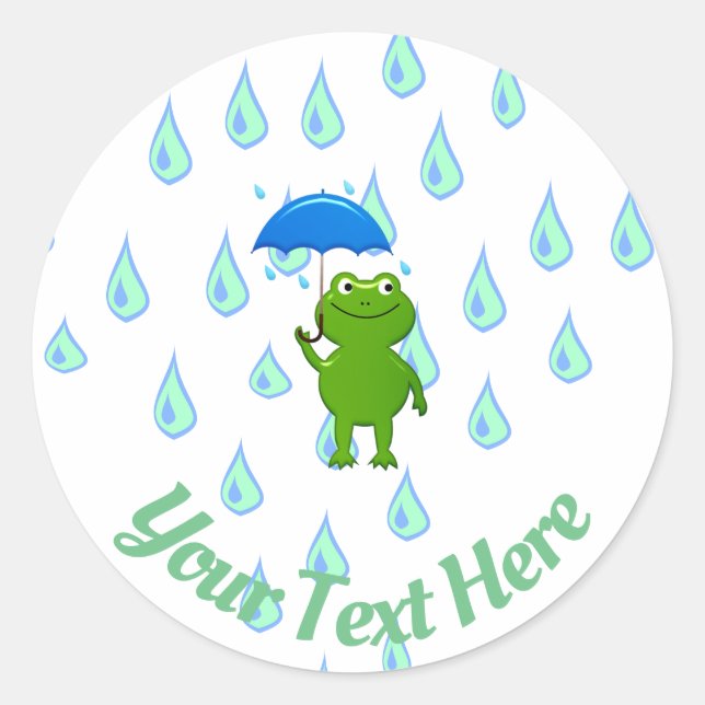 Adesivo Sapo Kawaii e Chuva (Frente)