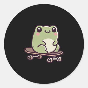 Adesivo Sapo Kawaii Em Um Skate Patinação Divertida