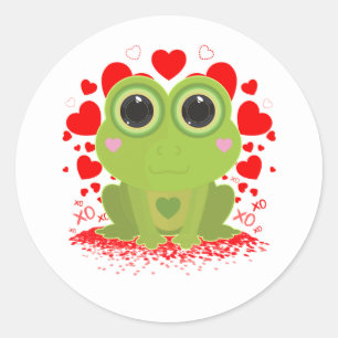 Adesivo Sapo Kawaii Fofo Corações XOXO Amor Animal