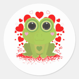 Adesivo Sapo Kawaii Fofo Corações XOXO Amor Animal
