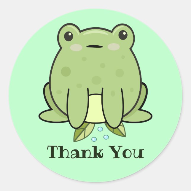 Adesivo Sapo Kawaii Verde Pastel Obrigado (Frente)