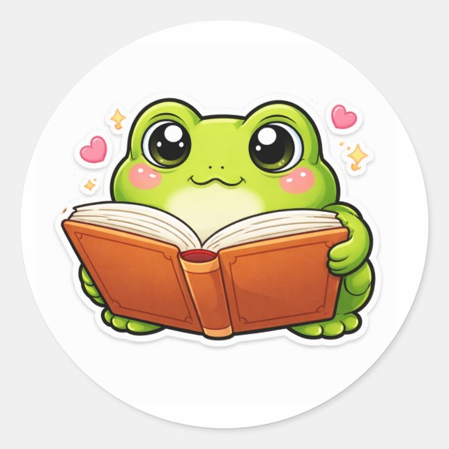Adesivo Sapo Lendo Um Livro (Frente)