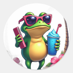 Adesivo Sapo Mal-Humorado Vaporwave Y2K Retro Estilo Estét