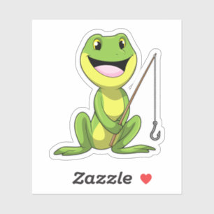 Adesivo Sapo na pesca com cana de pesca