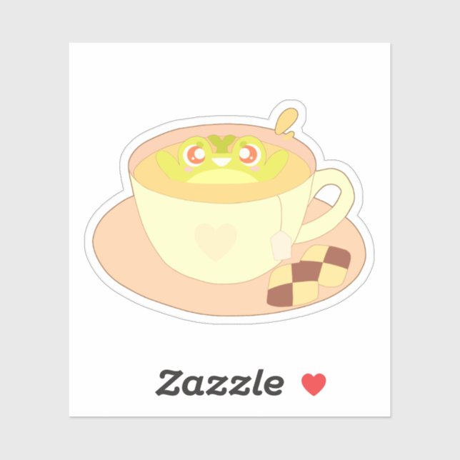 Adesivo Sapo na Taça do Chá (Folha)