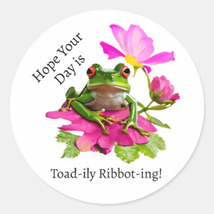 Adesivo Sapo ou Toad Pun em Flores Rosa