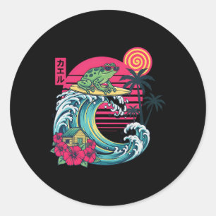 Adesivo Sapo Surfista Onda Japonesa Para Amantes de Férias