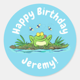 Adesivo Sapo verde engraçado com ilustração de cartoon de