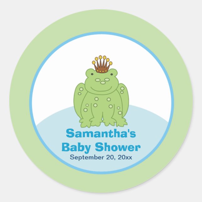 Adesivo Sapo Verde Príncipe redondo Vinheta personalizada (Frente)