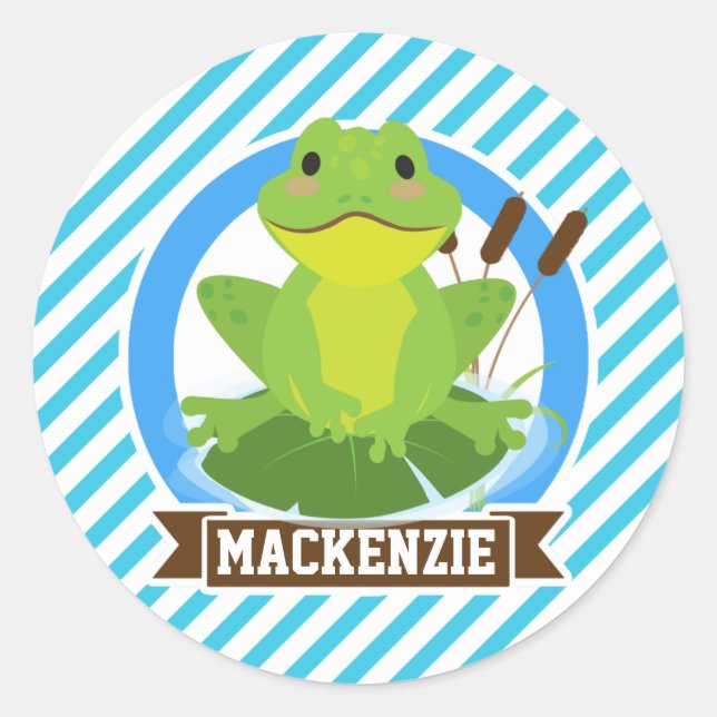 Adesivo Sapo verde sobre as faixas azuis e brancas do Lily (Frente)