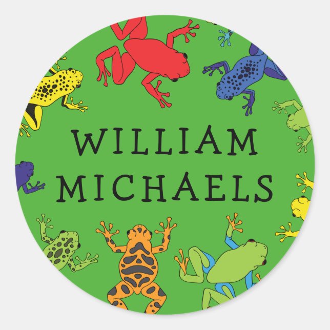 Adesivo Sapos em árvore Nome de criança cortada Envelope V (Frente)