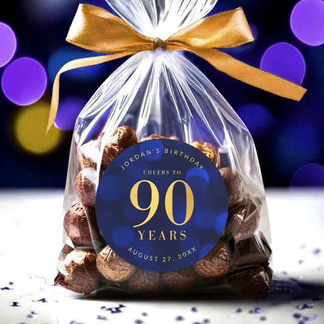Adesivo Sapphire Blue Bokeh anima 90 anos de aniversário (Criador carregado)