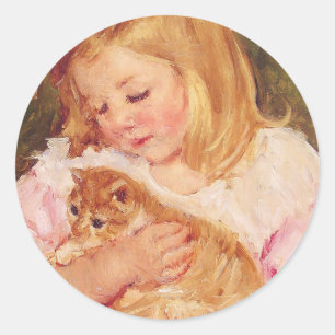 Adesivo Sara segurando um gato   Mary Cassatt