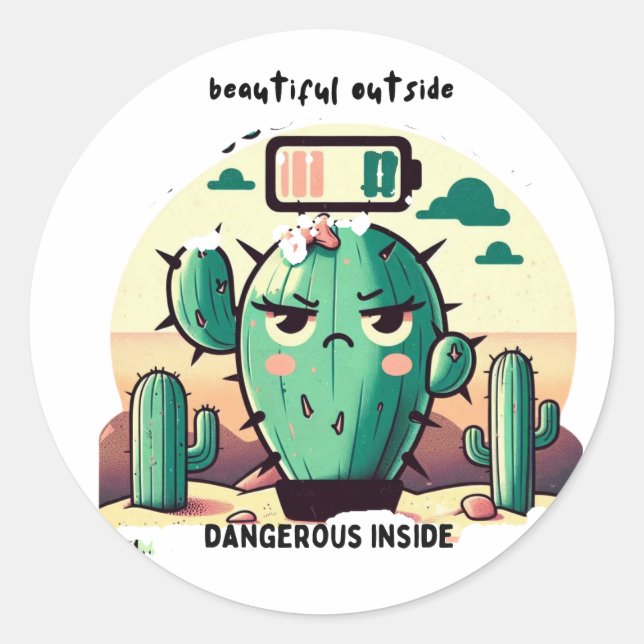 Adesivo Sarcastic Cactus with Low Battery (Frente)
