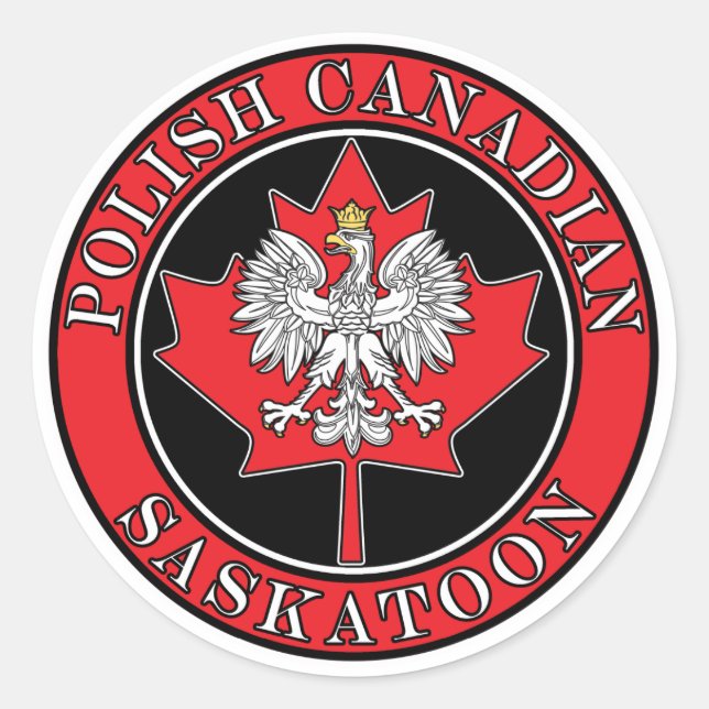 Adesivo Saskatoon Round Polonês Folha Canadense (Frente)