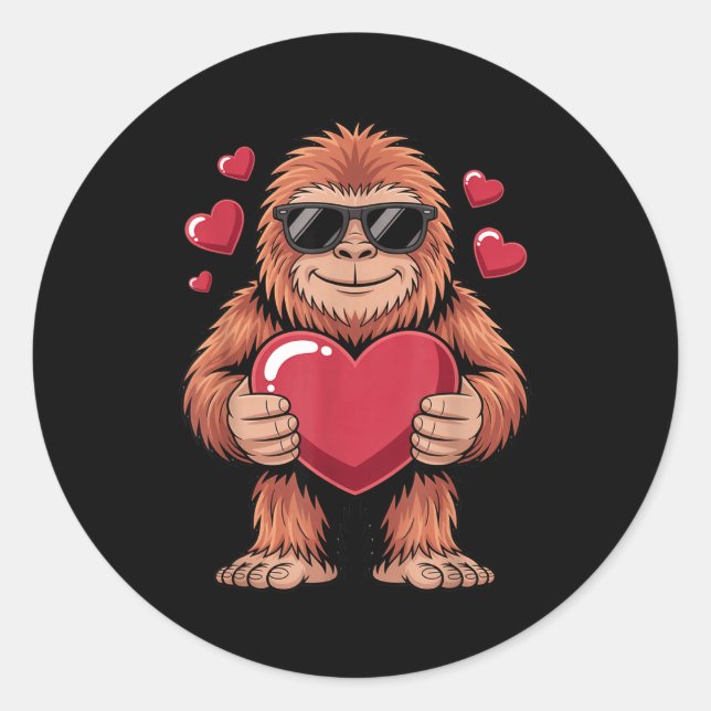 Adesivo Sasquatch Valentine's Day - Bigfoot Heart Sungles  (Frente)