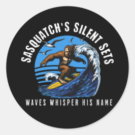 Adesivo Sasquatch's Silent Sets surfing Bigfoot Black