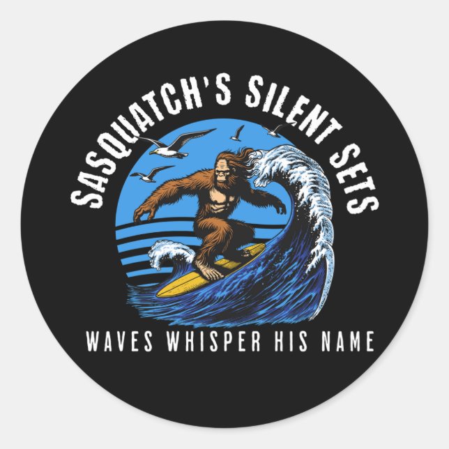 Adesivo Sasquatch's Silent Sets surfing Bigfoot Black (Frente)