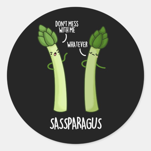 Adesivo Sassparagus Funny Asparagus Vegetable Pun Dark BG (Frente)