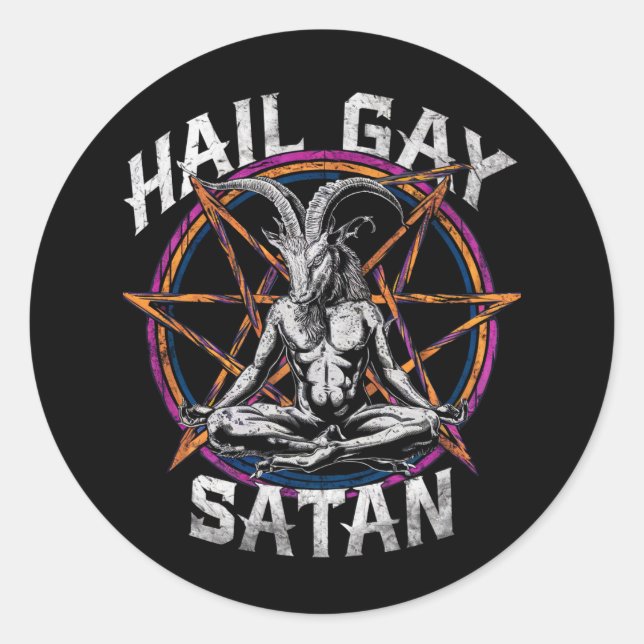 Adesivo Satã de granizo engraçada Gay LGBT Gótico Baphomet (Frente)