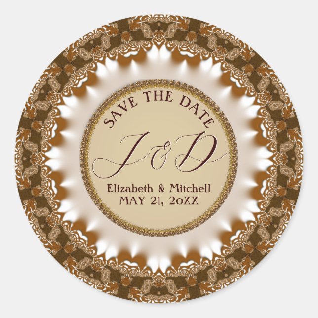 Adesivo Satinado Terra Renda Monograma Salve o Data (Frente)