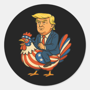 Adesivo Sátira de Trump Frango Jockey - Humor Político Eng