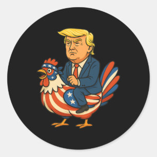Adesivo Sátira de Trump Frango Jockey - Humor Político Eng