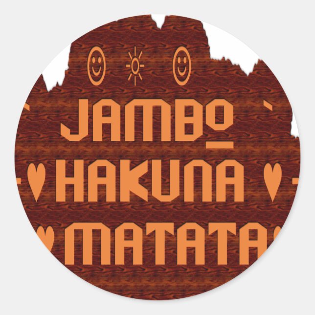 Adesivo Saudação Africana: Jambo Hakuna Matata Wood Design (Frente)